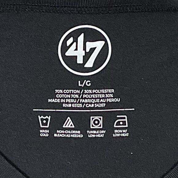 New Orlean's Saints Black T-Shirt NFL Football V-Neck Tee 47’ Brand Sz Lg New - Picture 2 of 6